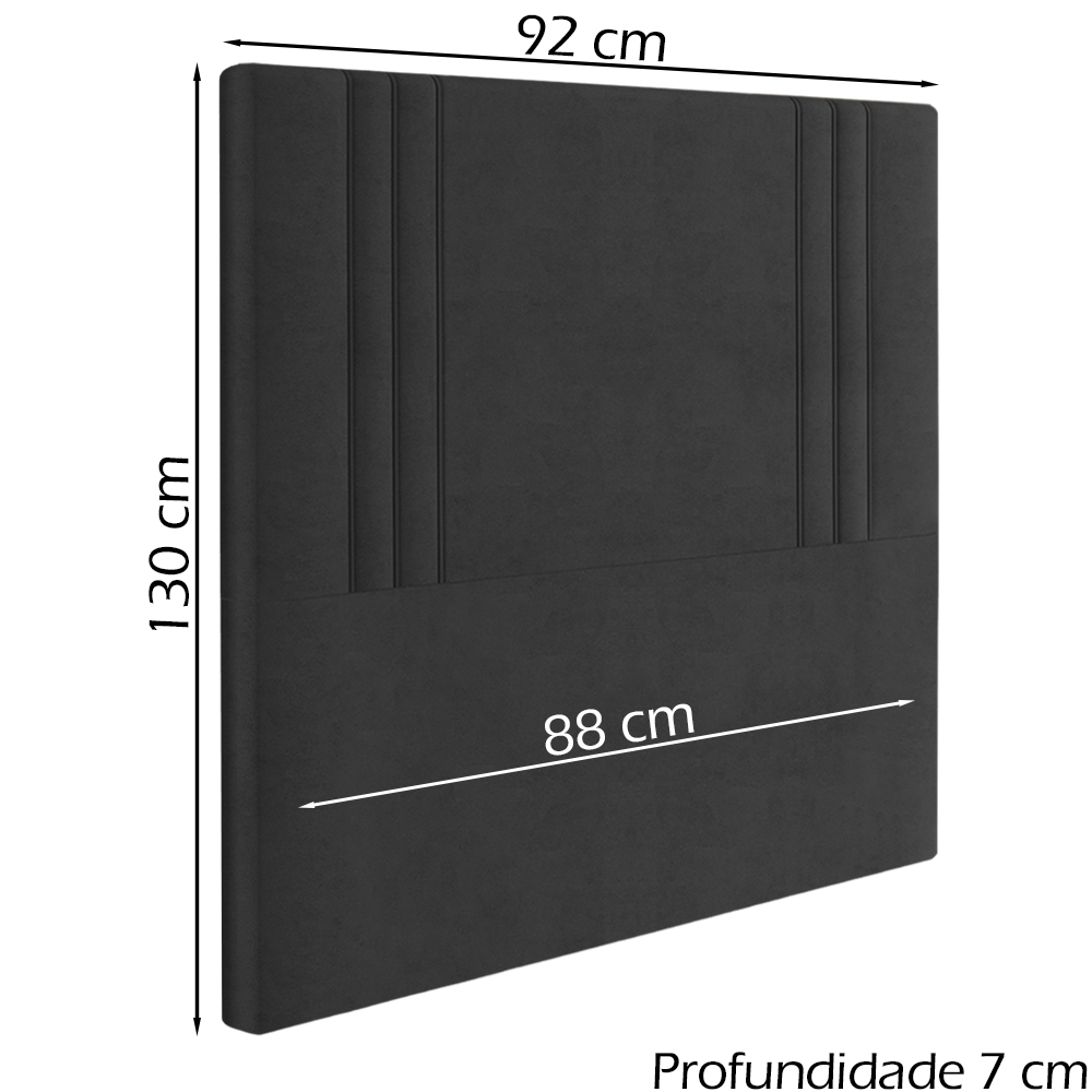 Cabeceira Solteiro 88 cm London Veludo Preto Soon