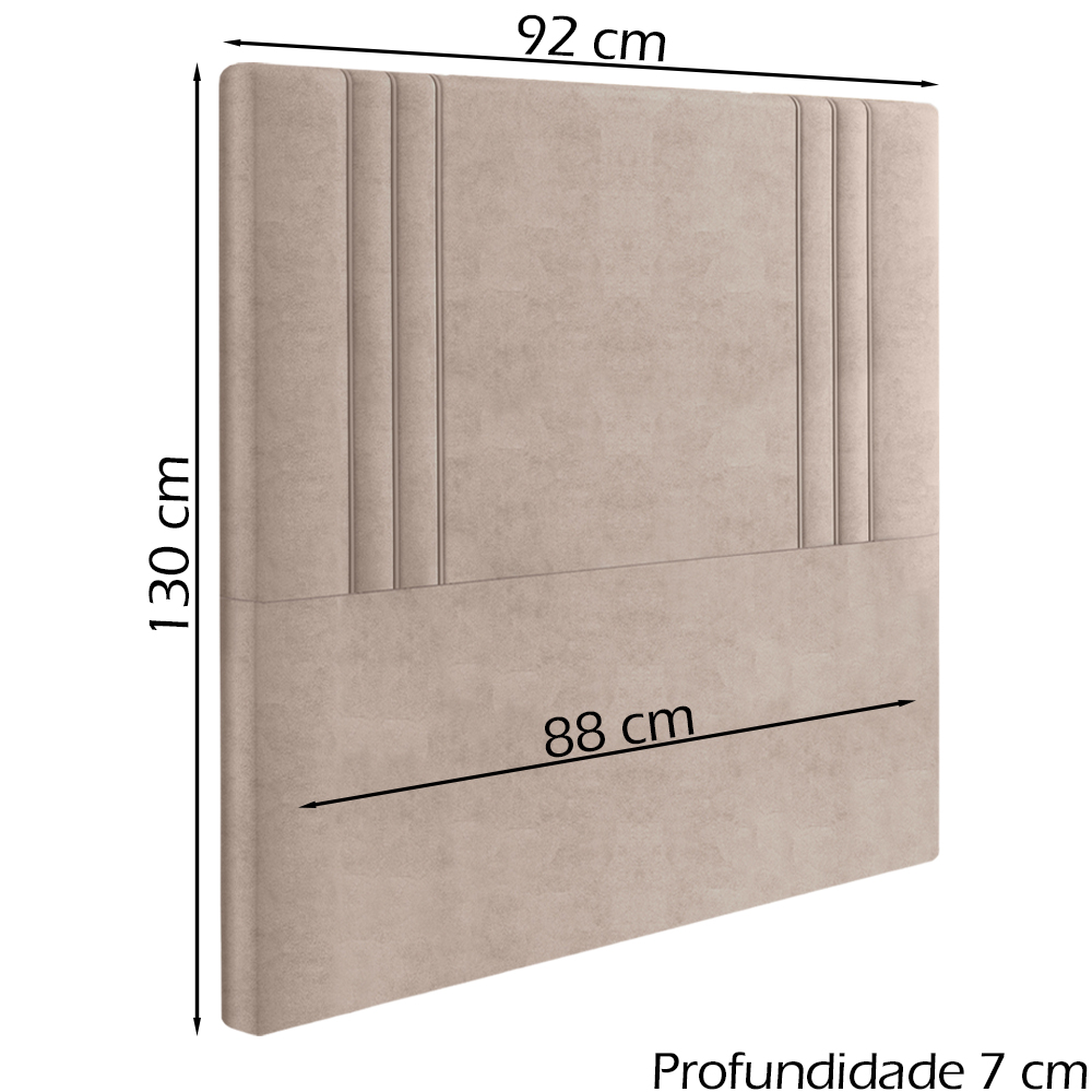 Cabeceira Solteiro 88 cm London Veludo Rose Soon