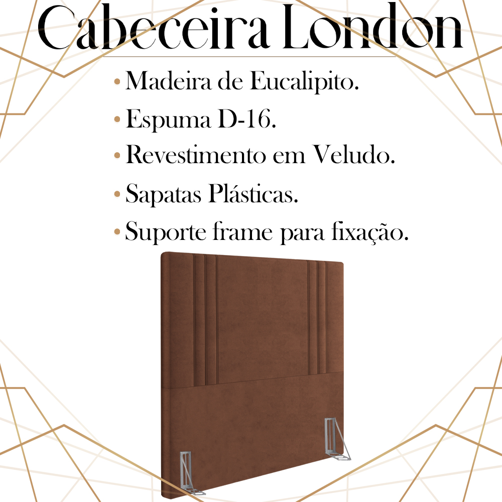 Cabeceira Solteiro 88 cm London Veludo Terracota Soon