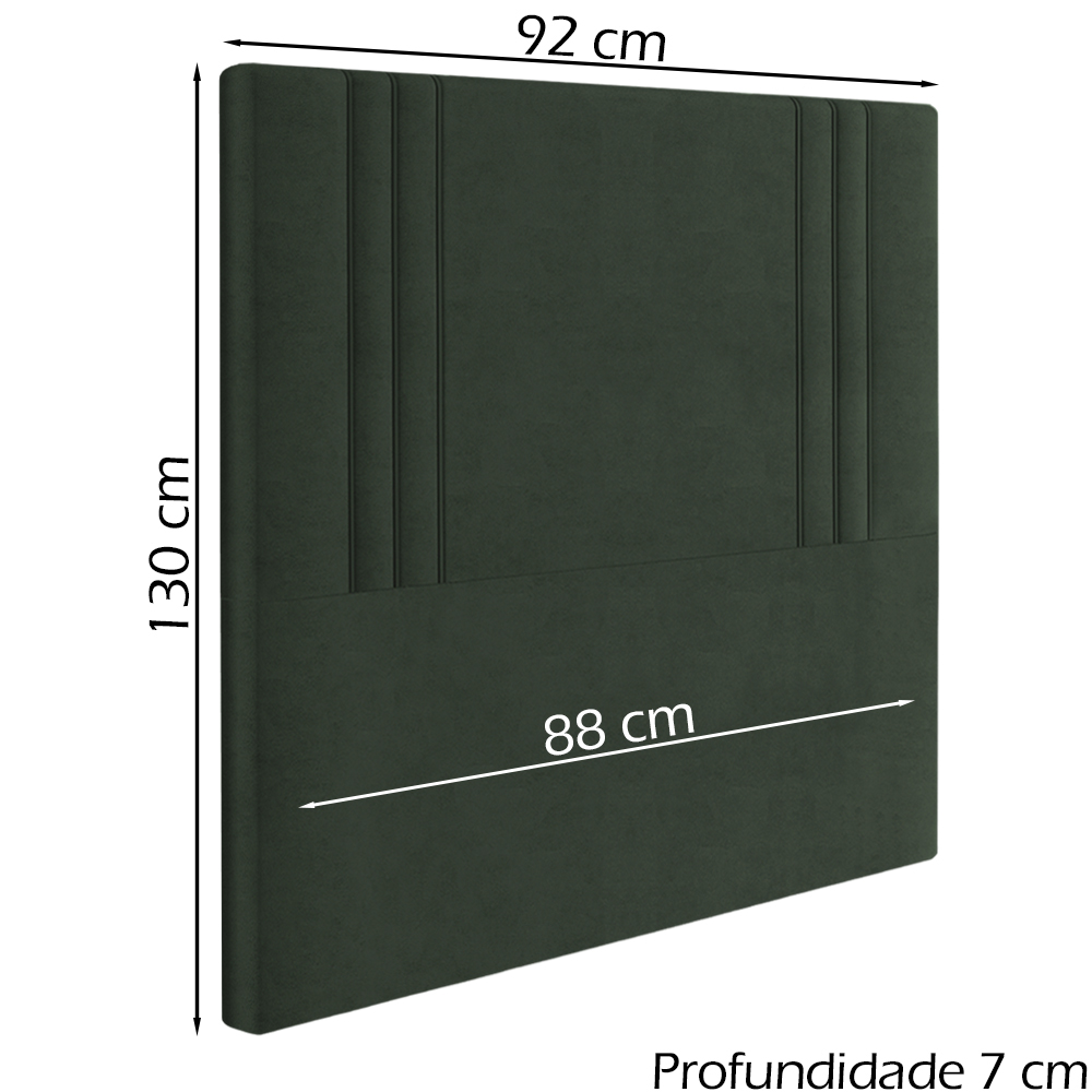 Cabeceira Solteiro 88 cm London Veludo Verde Soon