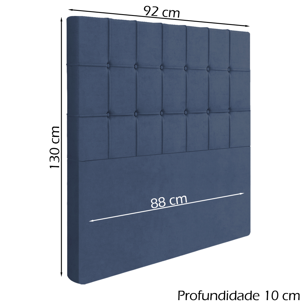 Cabeceira Solteiro 88 cm Lots Veludo Azul Soon