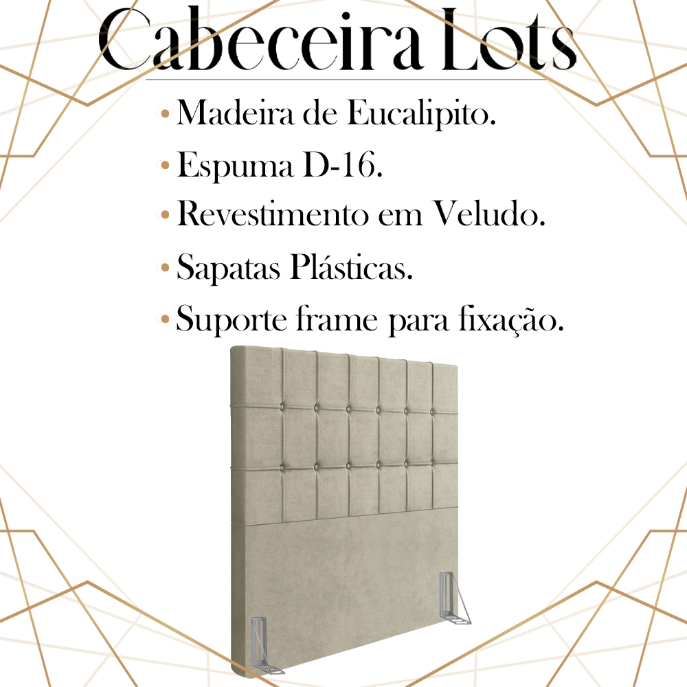 Cabeceira Solteiro 88 cm Lots Veludo Bege Soon