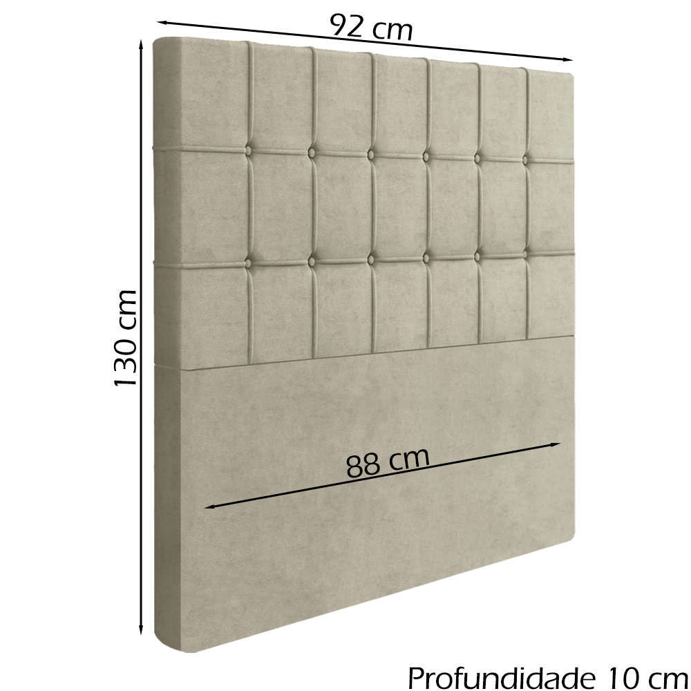Cabeceira Solteiro 88 cm Lots Veludo Bege Soon
