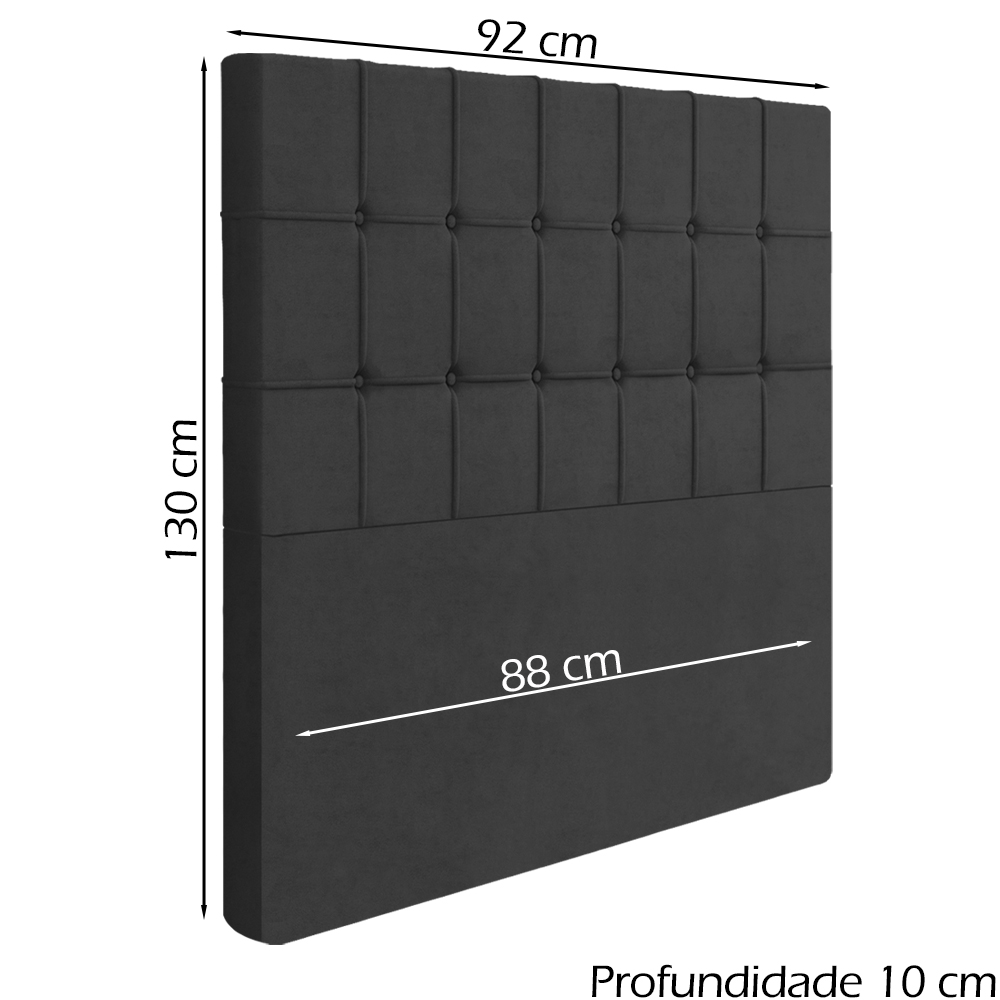 Cabeceira Solteiro 88 cm Lots Veludo Preto Soon