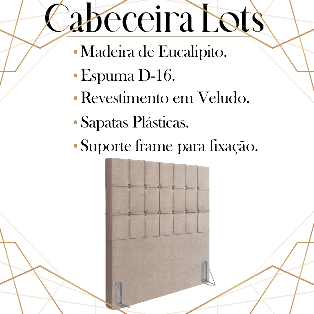 Cabeceira Solteiro 88 cm Lots Veludo Rose Soon