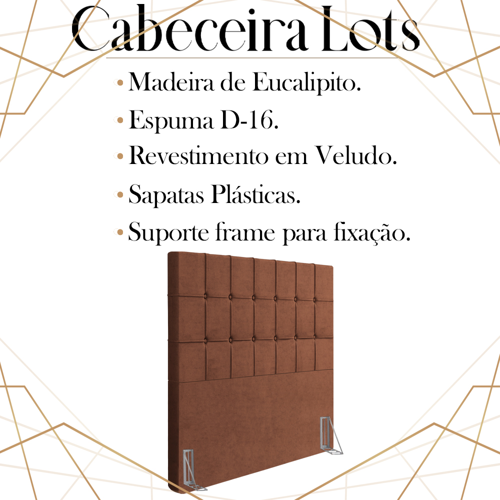 Cabeceira Solteiro 88 cm Lots Veludo Terracota Soon