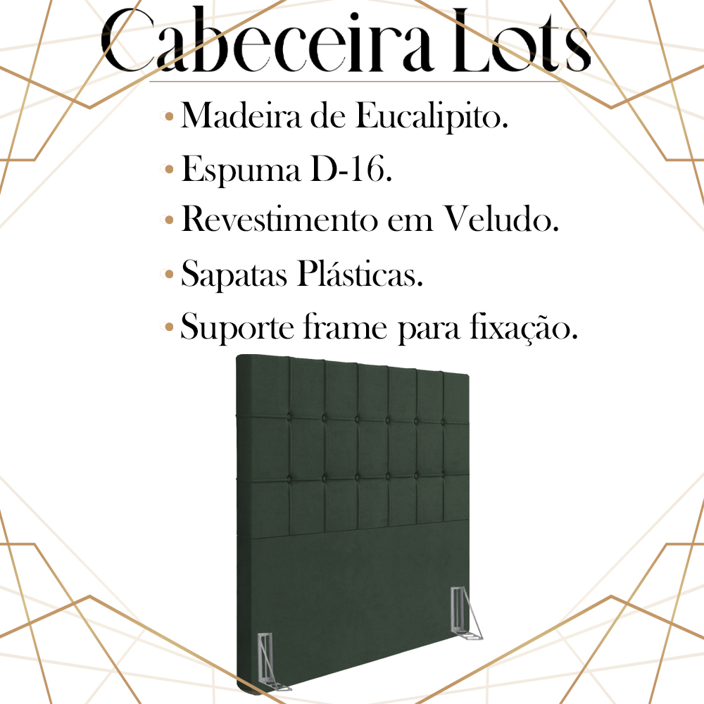 Cabeceira Solteiro 88 cm Lots Veludo Verde Soon