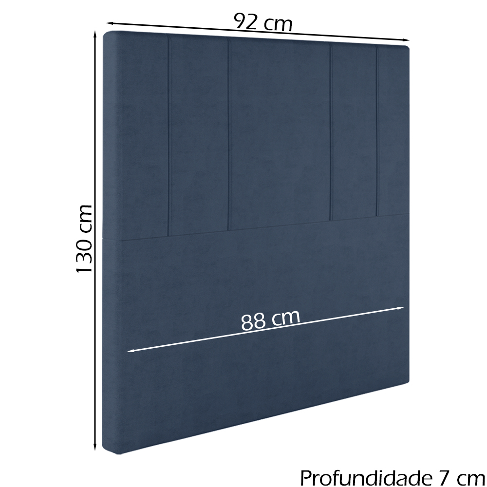 Cabeceira Solteiro 88 cm Madrid Veludo Azul Soon