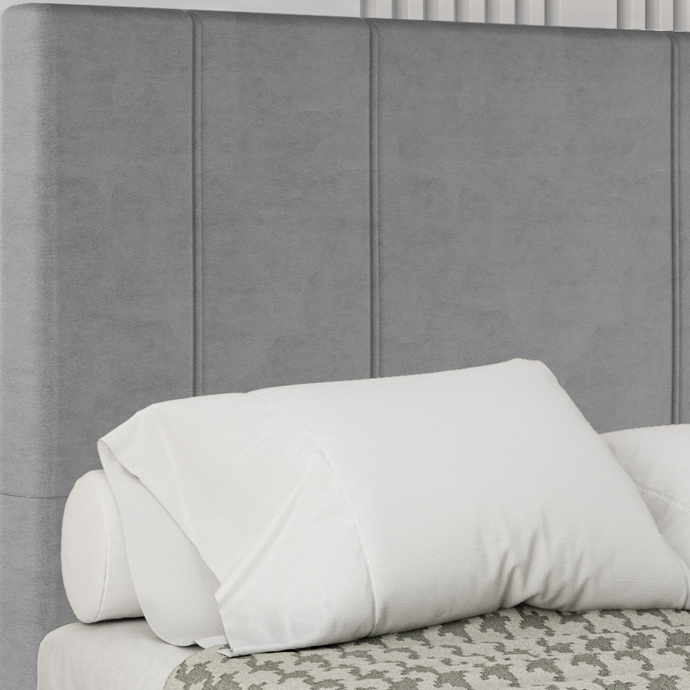 Cabeceira Solteiro 88 cm Madrid Veludo Cinza Soon