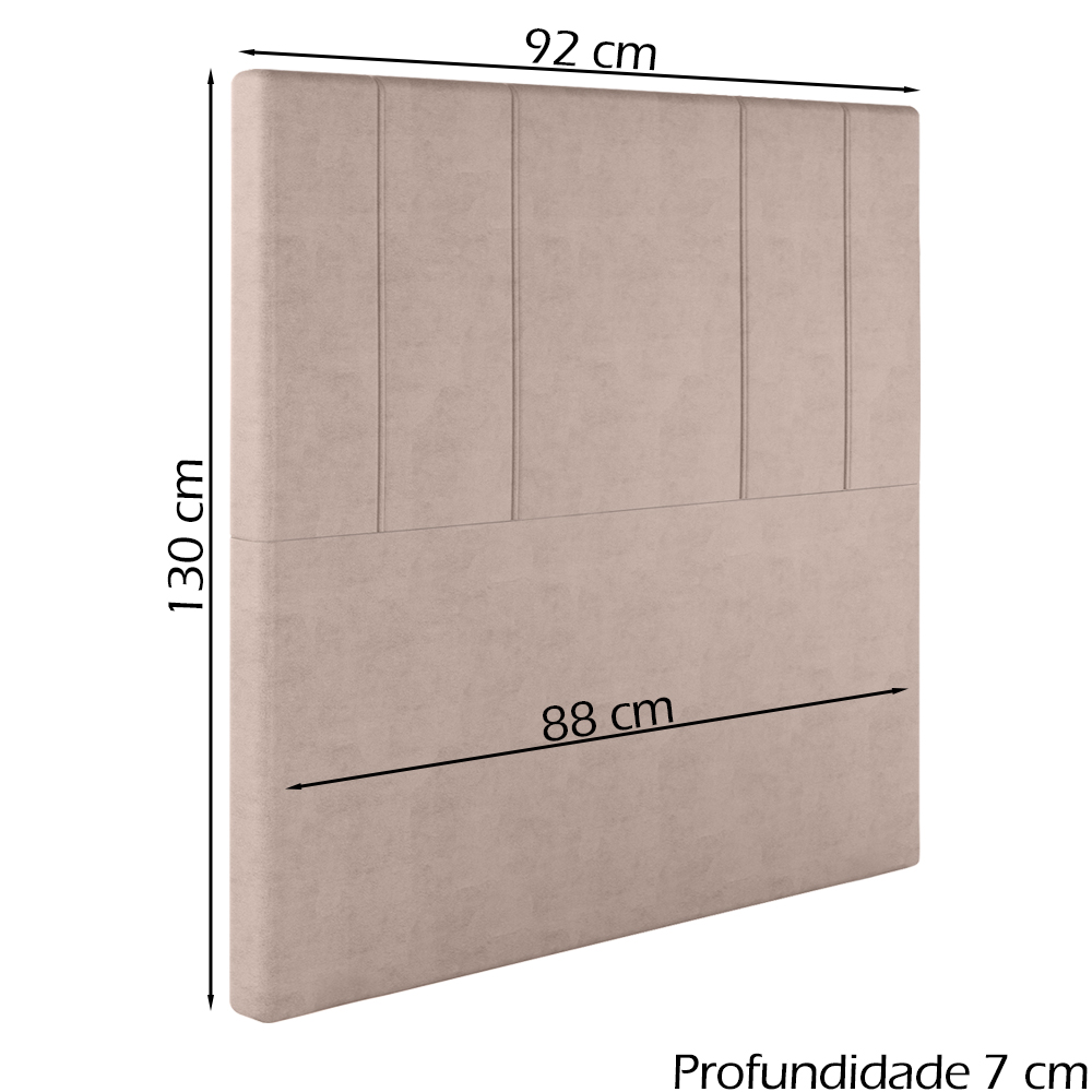 Cabeceira Solteiro 88 cm Madrid Veludo Rose Soon