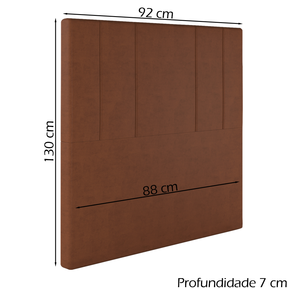 Cabeceira Solteiro 88 cm Madrid Veludo Terracota Soon