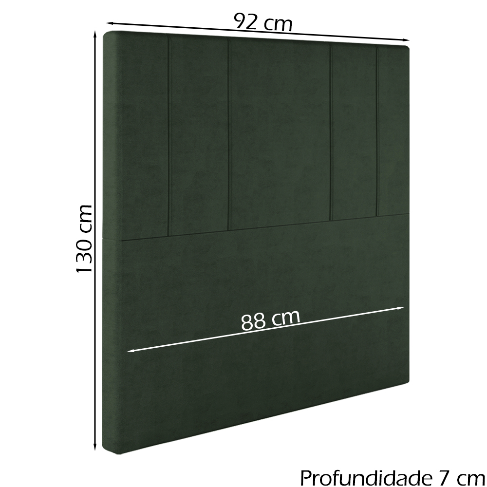 Cabeceira Solteiro 88 cm Madrid Veludo Verde Soon