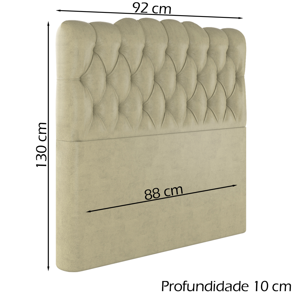 Cabeceira Solteiro 88 cm Milan Veludo Bege Soon