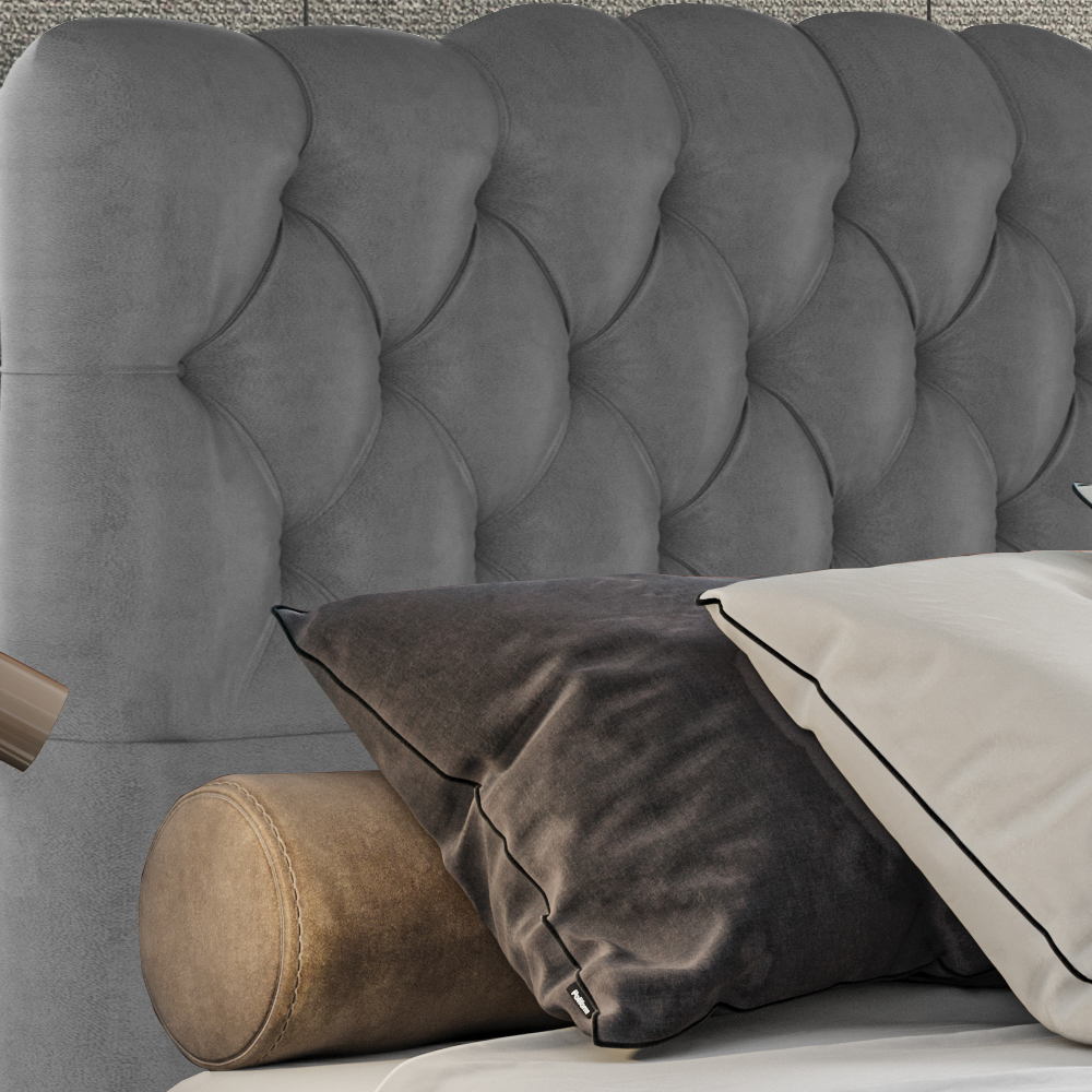 Cabeceira Solteiro 88 cm Milan Veludo Cinza Soon