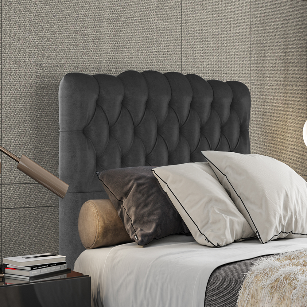 Cabeceira Solteiro 88 cm Milan Veludo Preto Soon