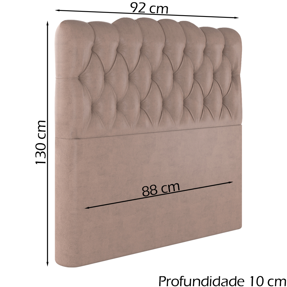 Cabeceira Solteiro 88 cm Milan Veludo Rose Soon