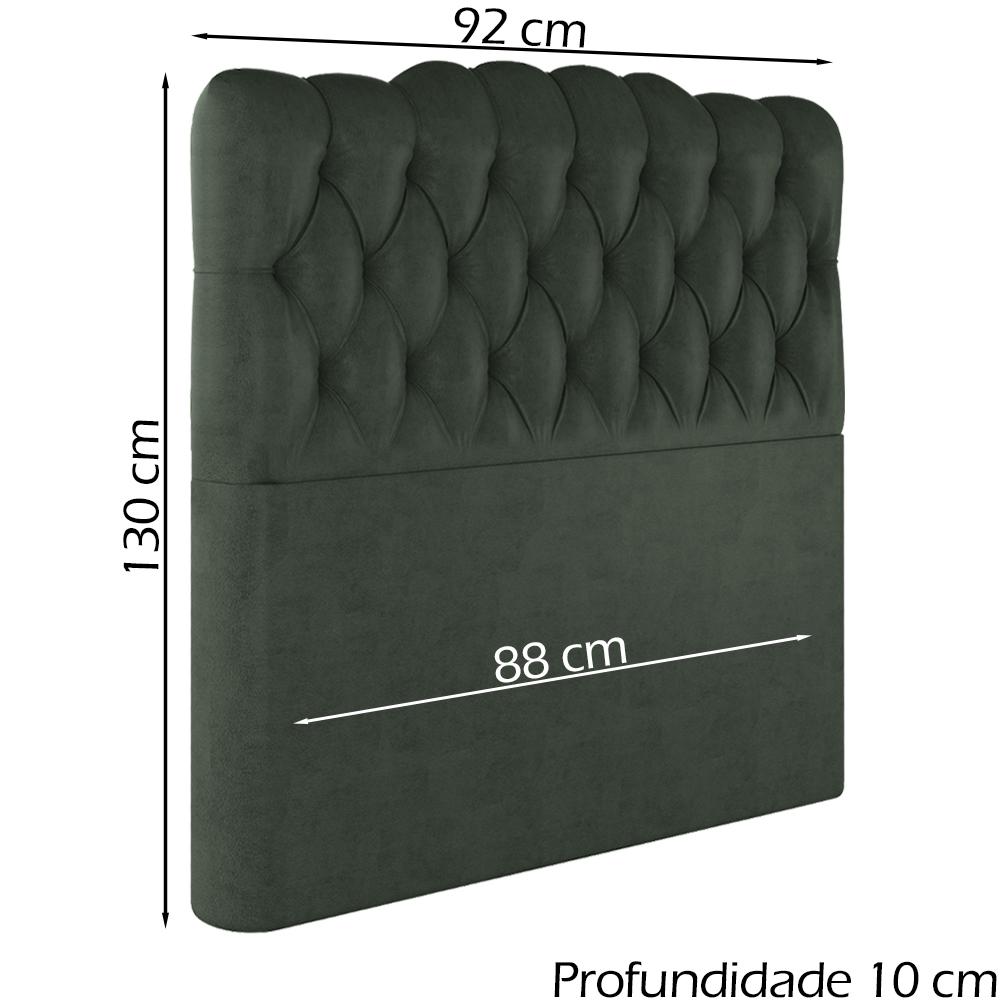 Cabeceira Solteiro 88 cm Milan Veludo Verde Soon