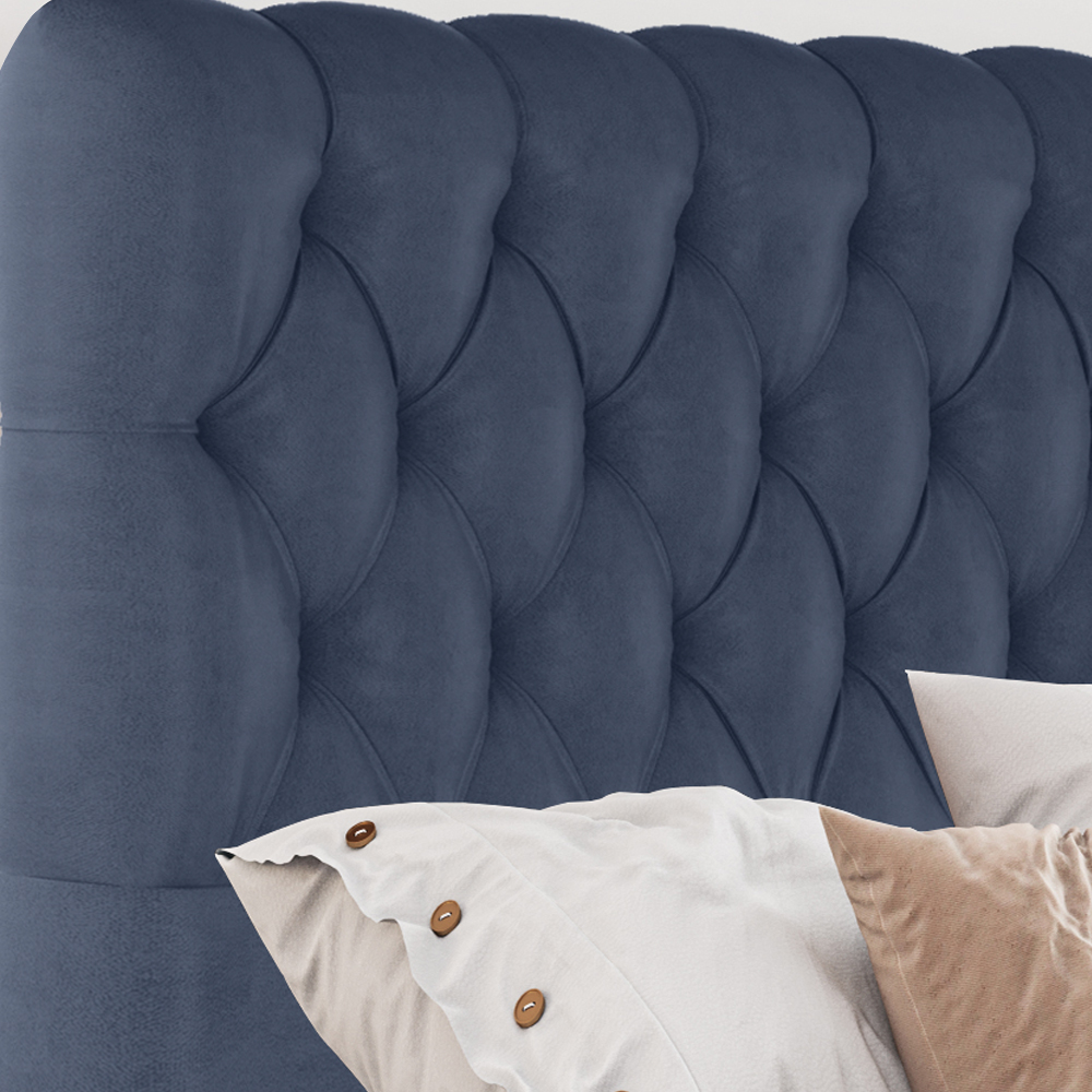 Cabeceira Solteiro 88 cm Vegas Veludo Azul Soon