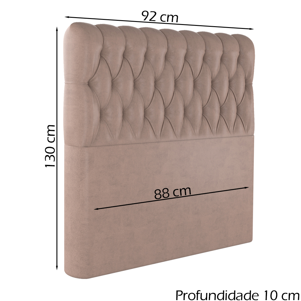 Cabeceira Solteiro 88 cm Vegas Veludo Rose Soon