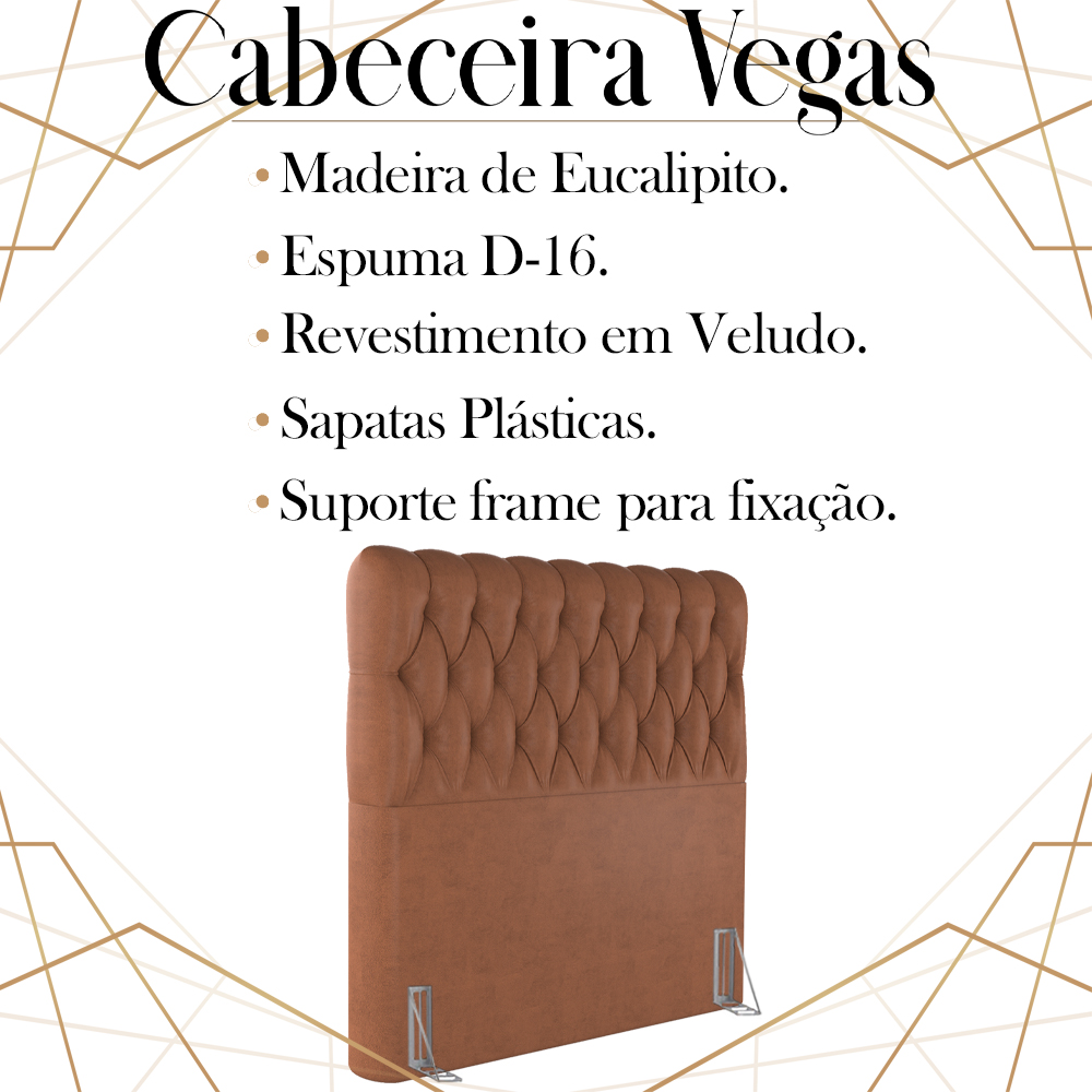 Cabeceira Solteiro 88 cm Vegas Veludo Terracota Soon