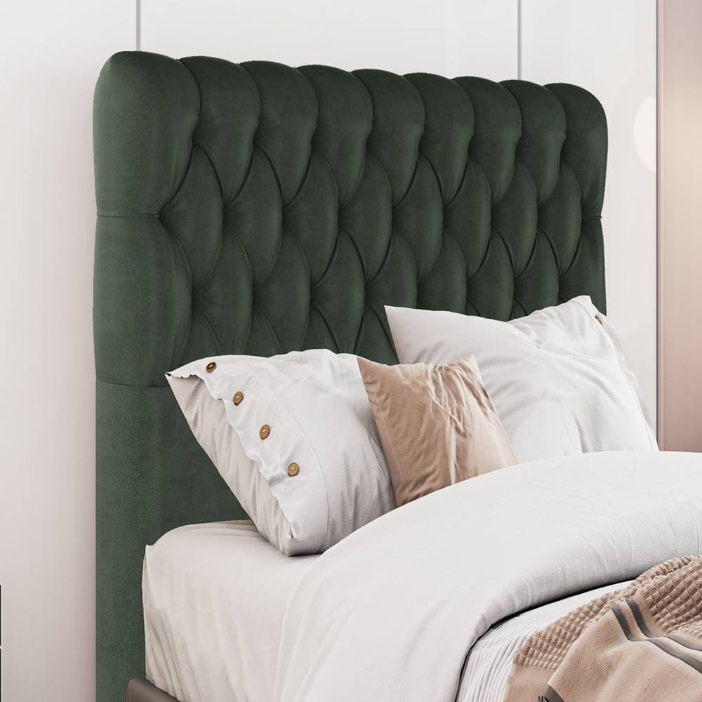 Cabeceira Solteiro 88 cm Vegas Veludo Verde Soon