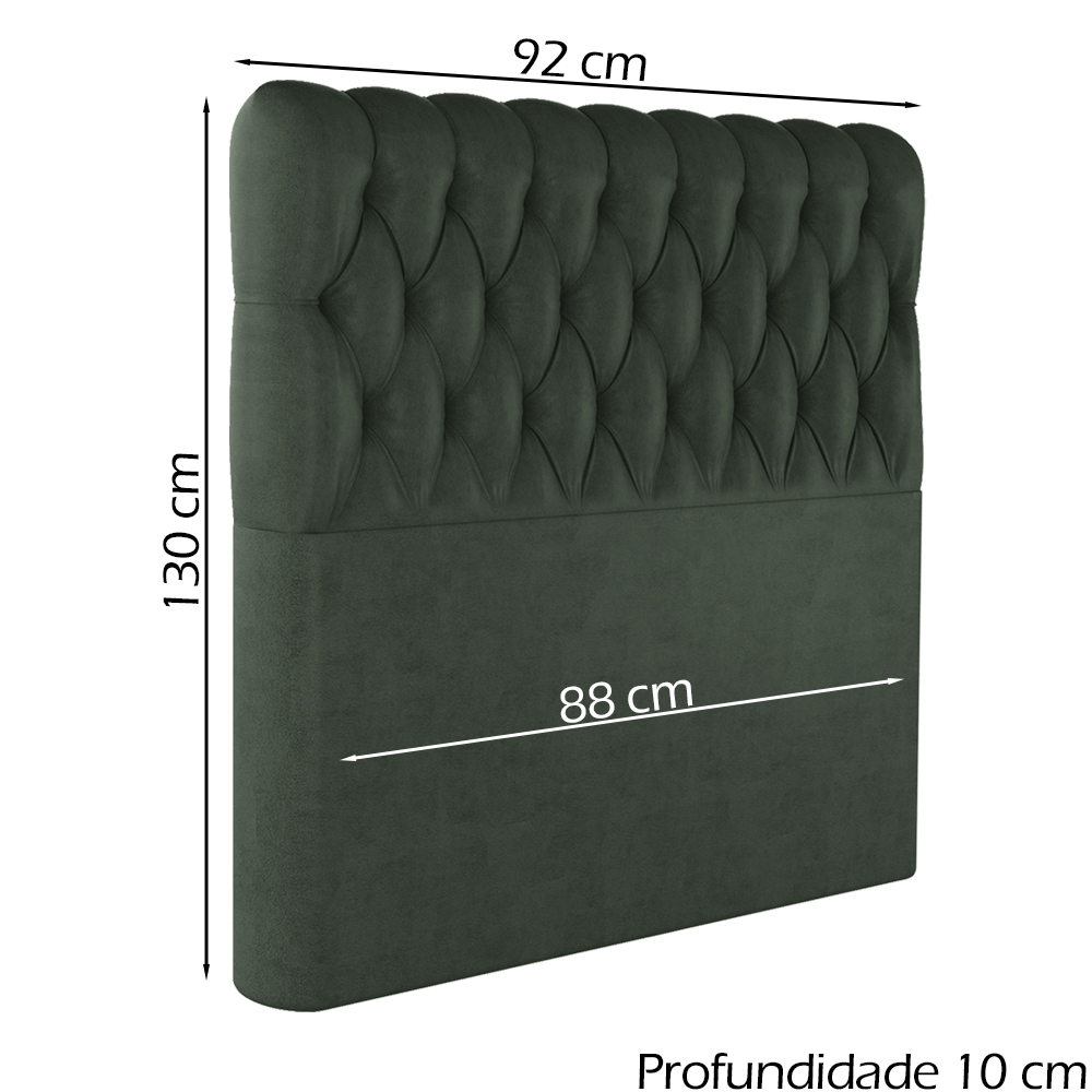 Cabeceira Solteiro 88 cm Vegas Veludo Verde Soon