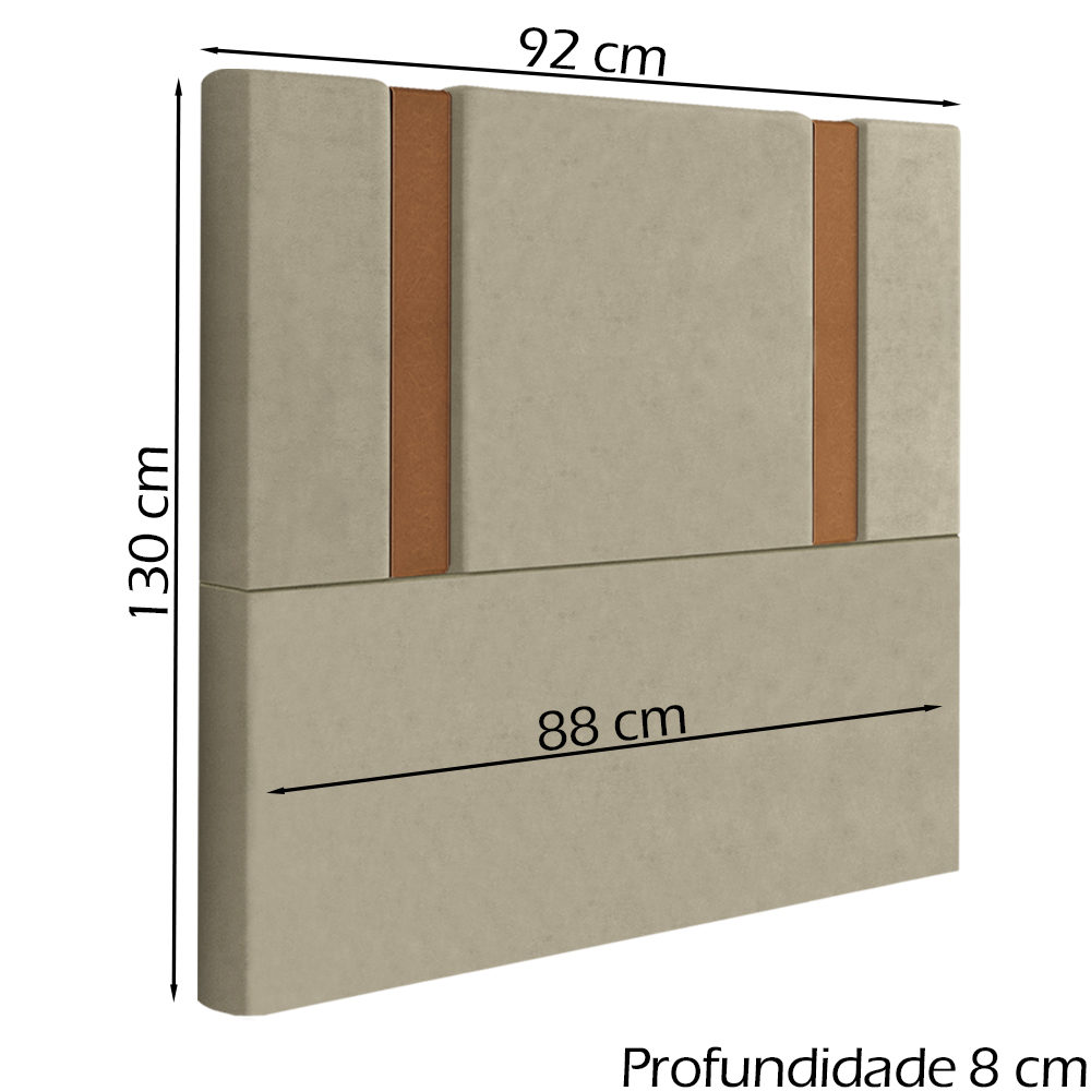 Cabeceira Solteiro 88 cm Veron Veludo Bege Soon