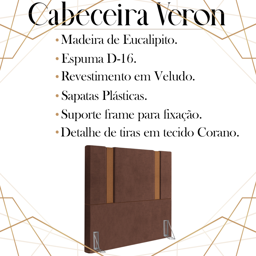 Cabeceira Solteiro 88 cm Veron Veludo Terracota Soon