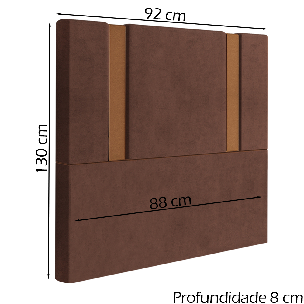 Cabeceira Solteiro 88 cm Veron Veludo Terracota Soon