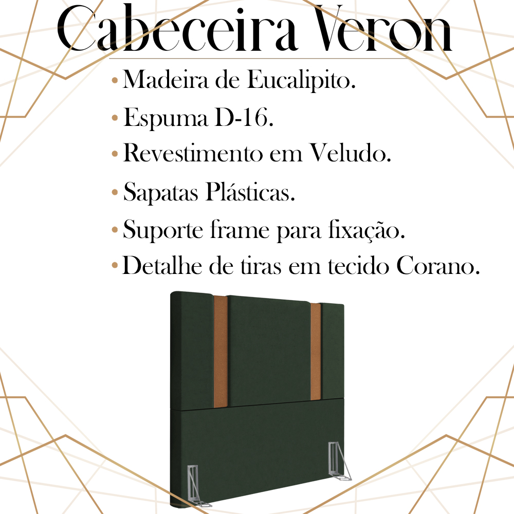 Cabeceira Solteiro 88 cm Veron Veludo Verde Soon