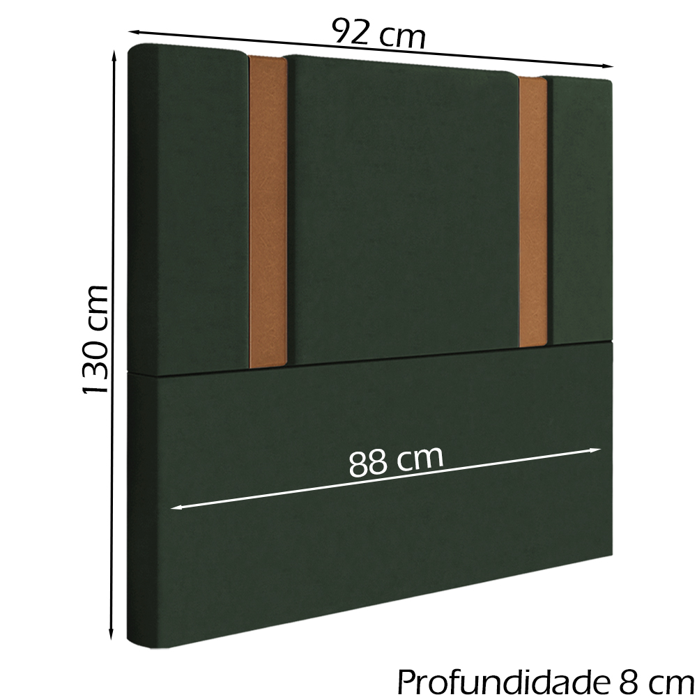 Cabeceira Solteiro 88 cm Veron Veludo Verde Soon