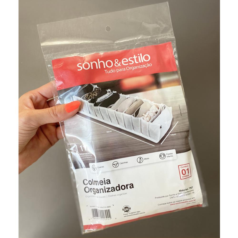 Colmeia Organizadora de Sutiãs Cuecas 11 Divisórias Organizador de Gavetas TNT Branco