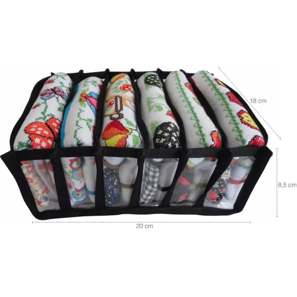 Kit 2 Colmeias Organizadoras de Gavetas 20x18cm Cozinha Lavanderia Toalhas de Louça Tnt Preta