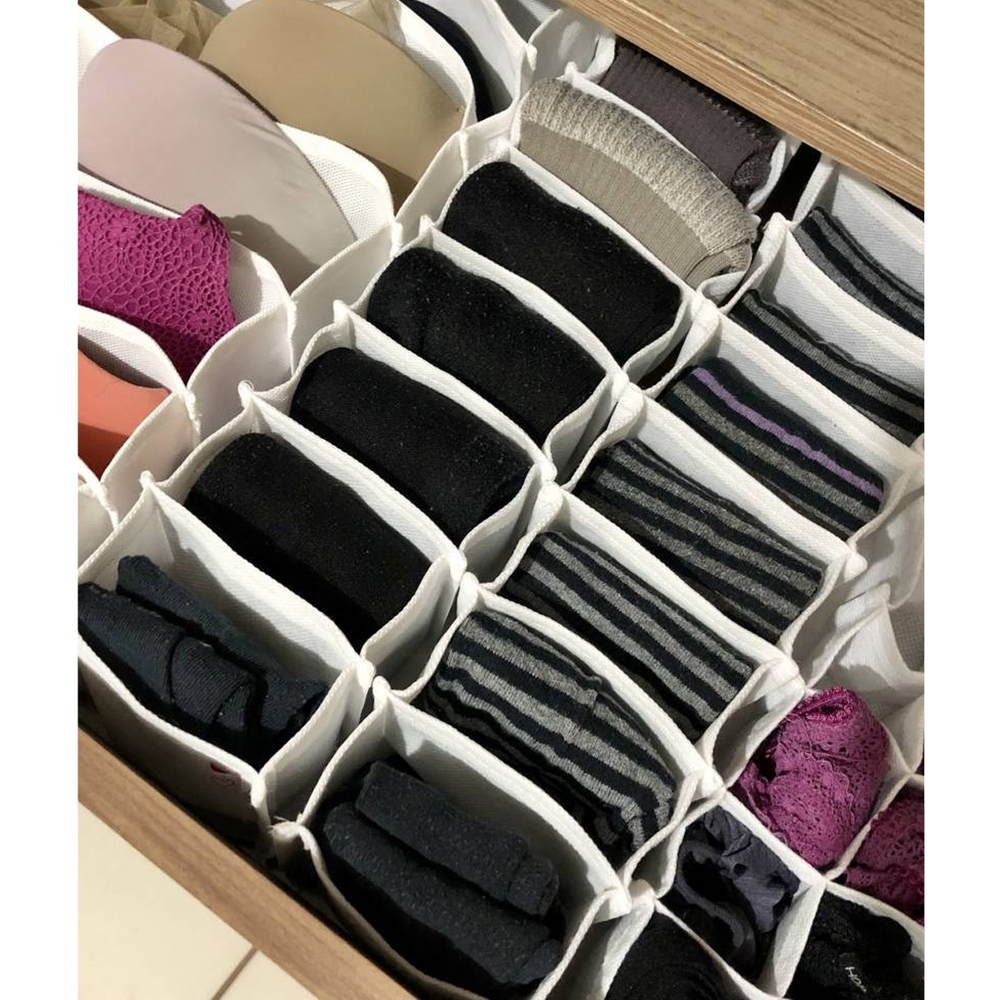 Kit 3 Colmeias Organizadoras de Sutiãs com 11 Divisórias Organizadores de Gavetas em TNT Branco