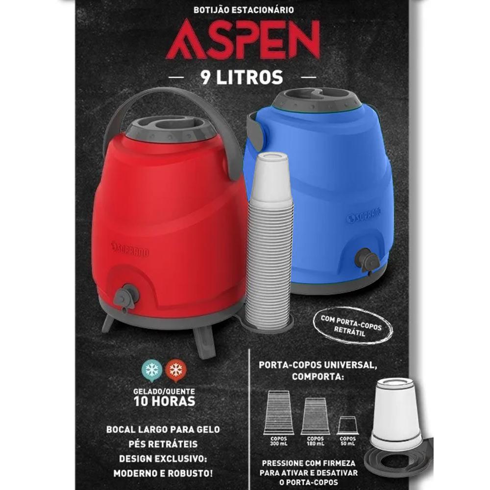Garrafa Térmica Botijão para Café Chá Suco Água 9l Soprano A