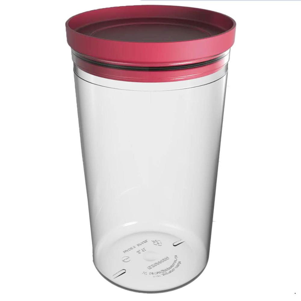 Kit 3 Potes Herméticos Soprano Grandes 2,1l Alimentos Transparente Tampa Plástico Vermelho