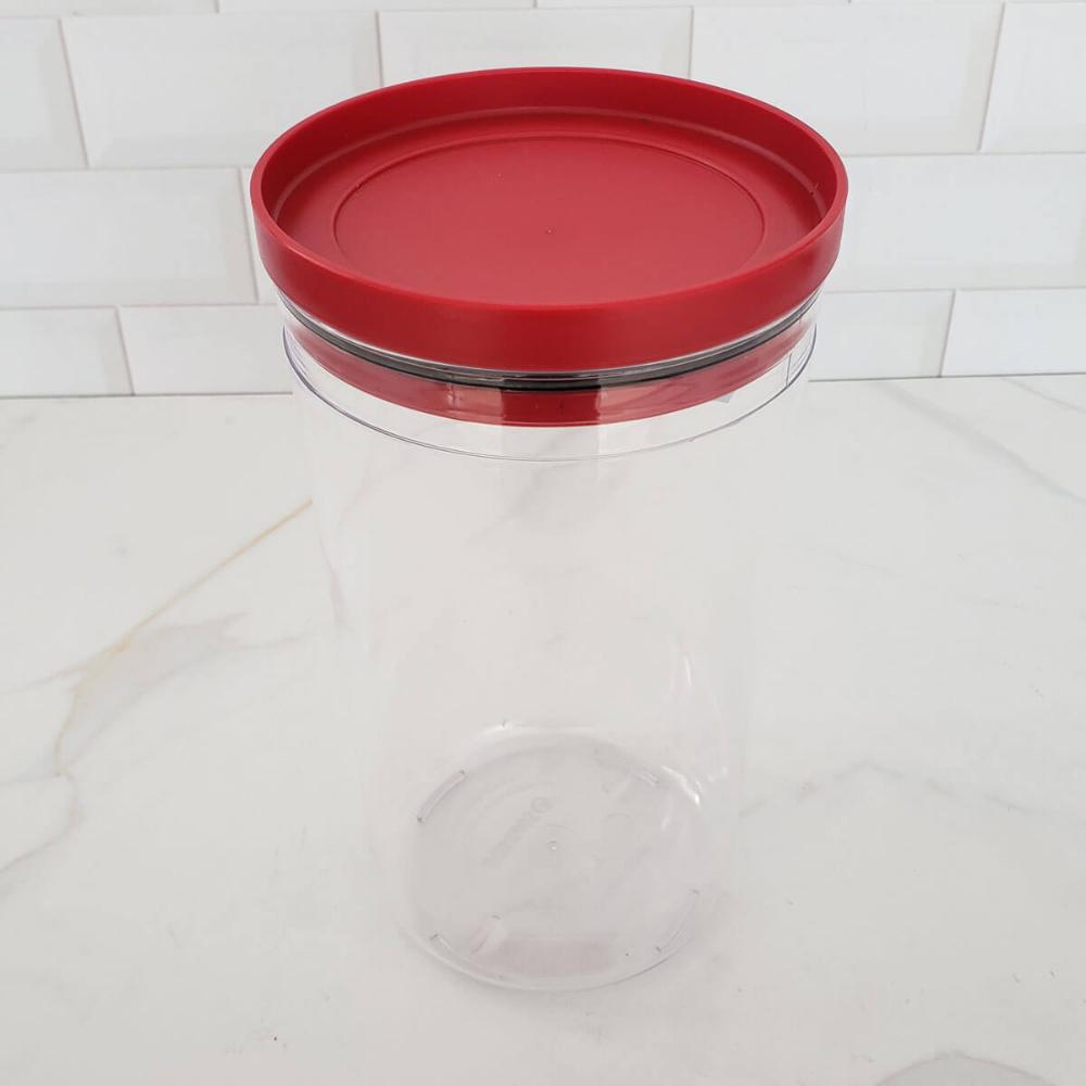 Kit 3 Potes Herméticos Soprano Grandes 2,1l Alimentos Transparente Tampa Plástico Vermelho