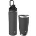 Kit Copo Térmico com Tampa 500ml e Garrafa Térmica 650ml Tampa Dupla Inox Everest Soprano Cinza