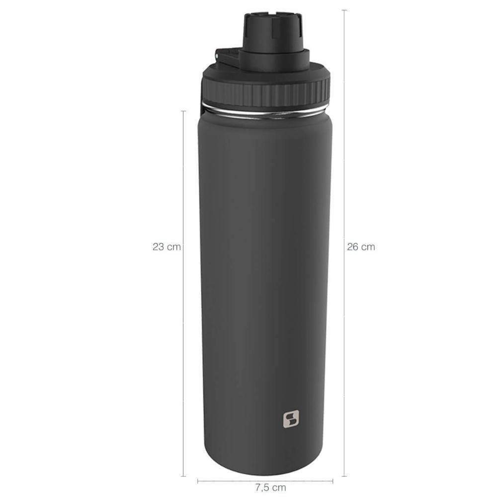 Kit Copo Térmico com Tampa 500ml e Garrafa Térmica 650ml Tampa Dupla Inox Everest Soprano Cinza