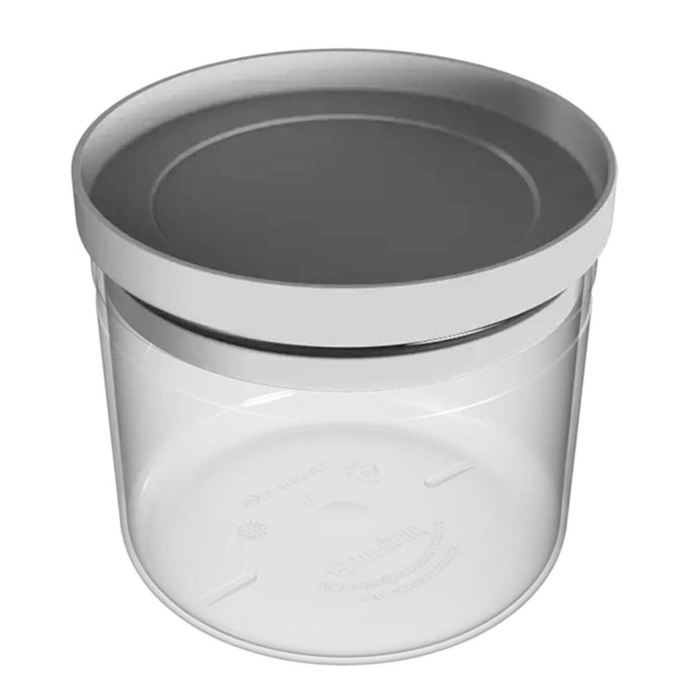 Pote Hermético Porta Mantimentos 1 Litro Transparente com Tampa Plástico Soprano Cinza