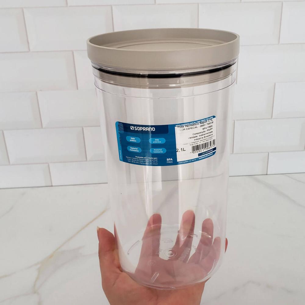 Pote Hermético Soprano Plástico com Tampa 2,1 Litros Redondo