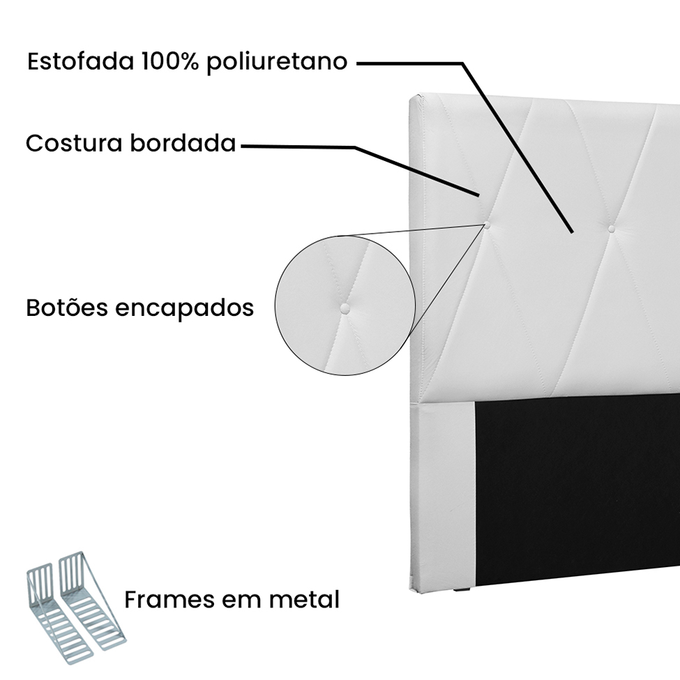Cabeceira Casal Aquilla Poliuretano Branca