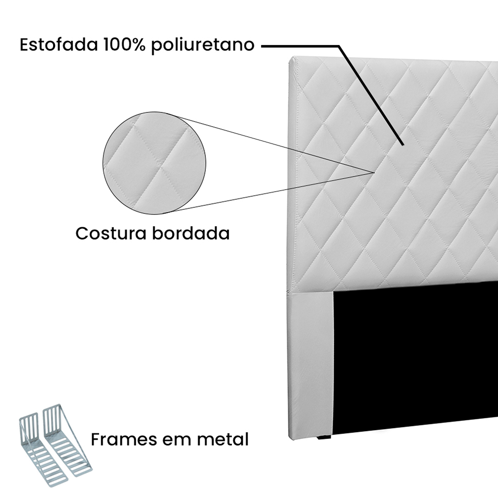 Cabeceira Casal Esmeralda Poliuretano Branca