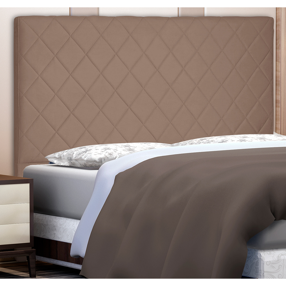 Cabeceira Casal Esmeralda Suede Caramelo