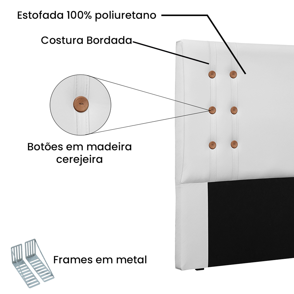 Cabeceira Casal Gênova Poliuretano Branca