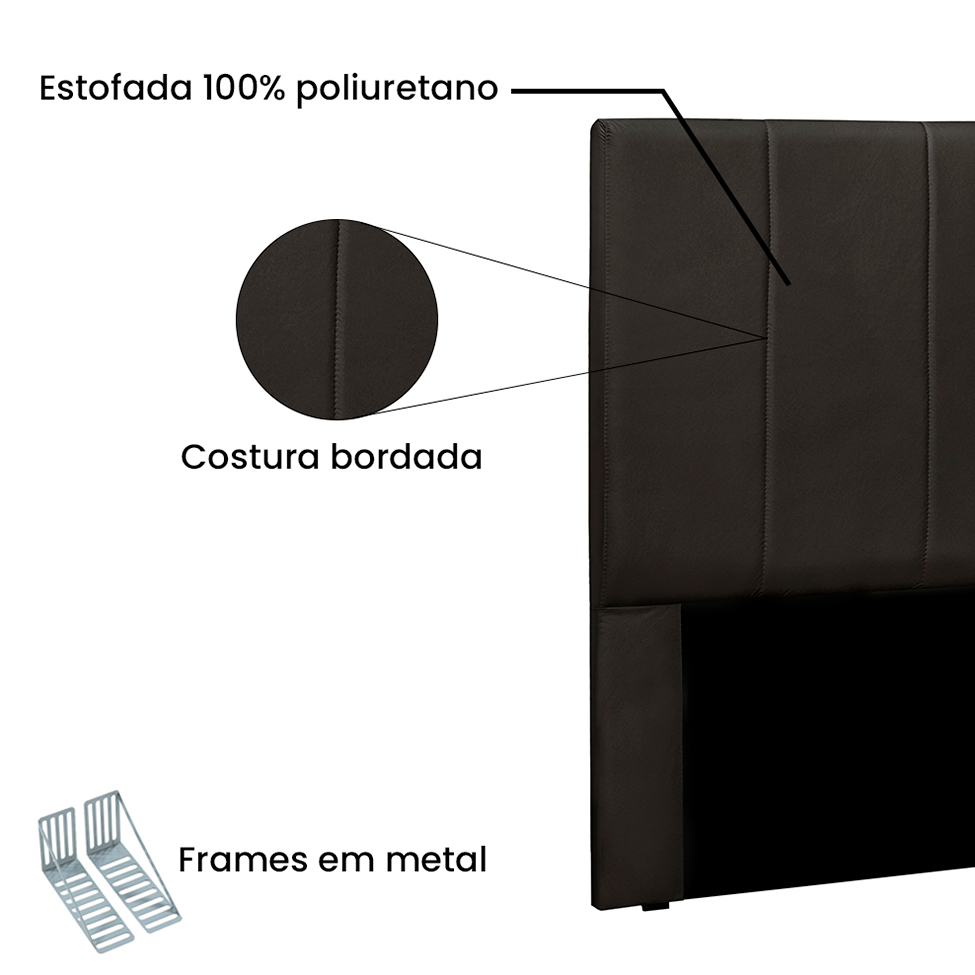 Cabeceira Casal Ravenna Poliuretano Marrom