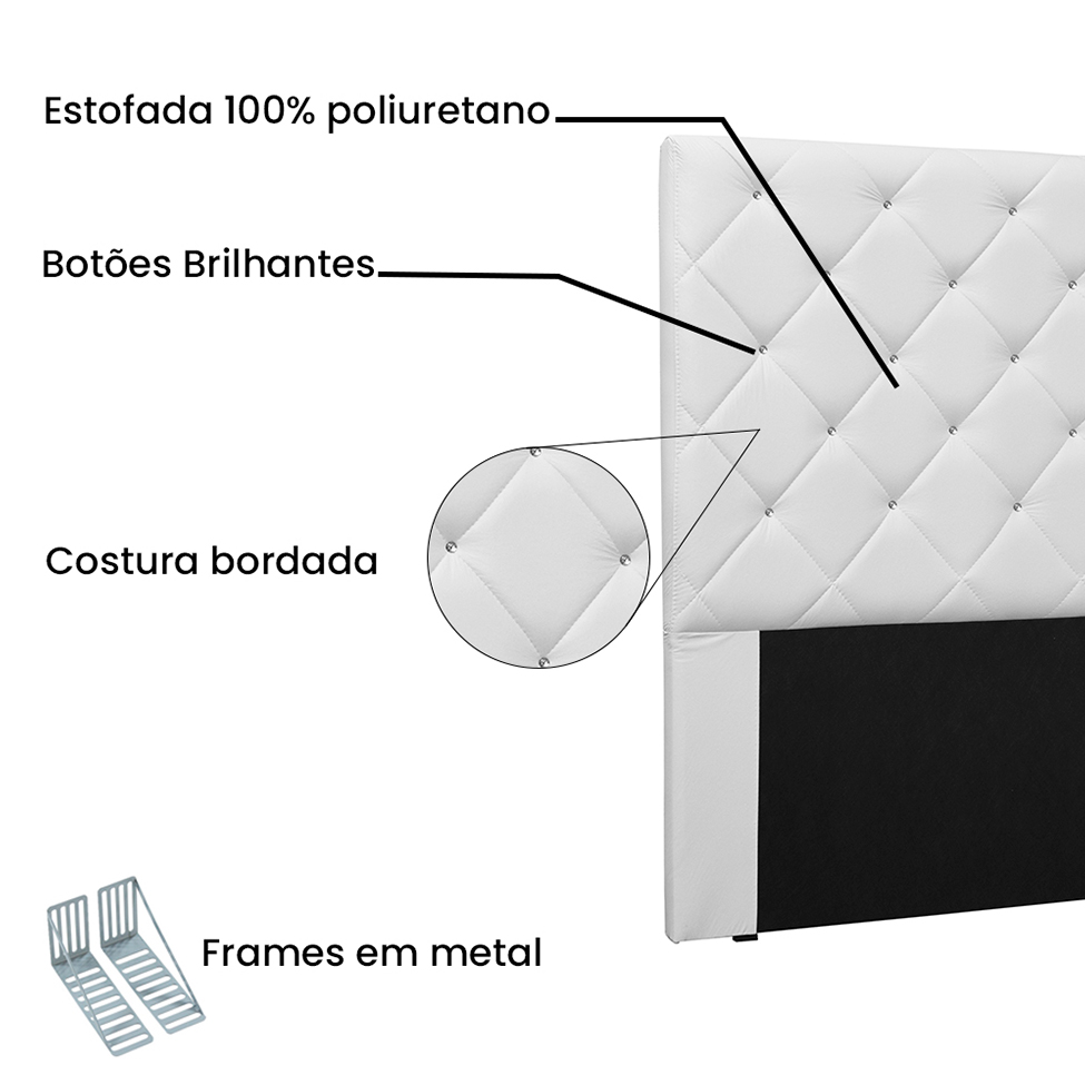 Cabeceira Casal Tânia Poliuretano Branca