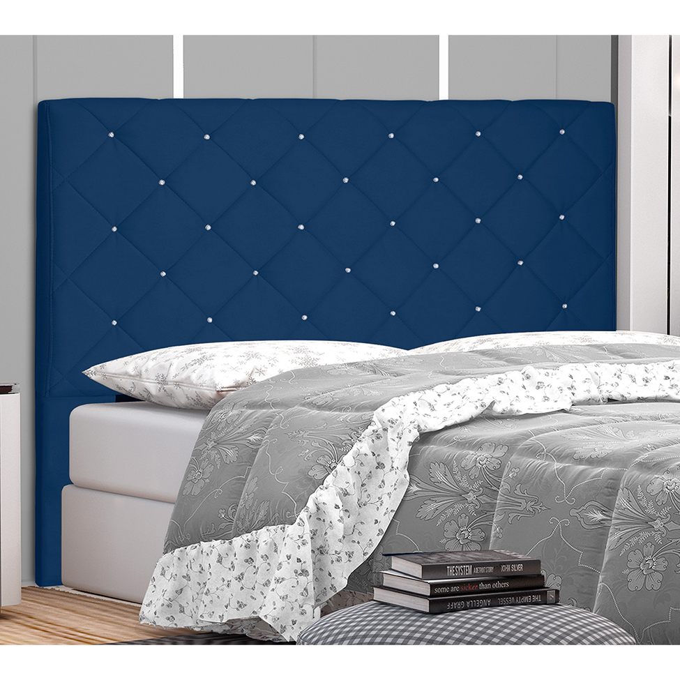 Cabeceira Casal Tânia Suede Azul