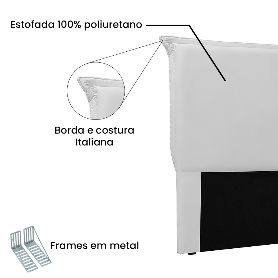 Cabeceira Casal Veneza Poliuretano Branca
