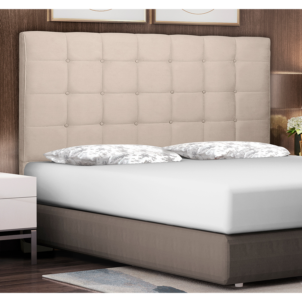 Cabeceira Casal Verona Suede Bege